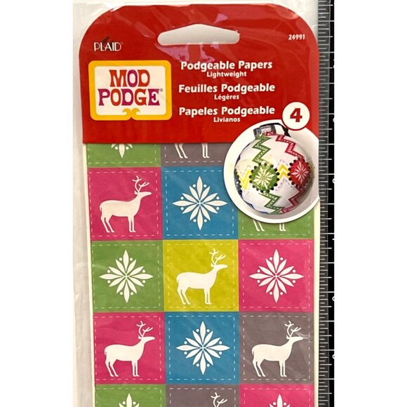 Mod Podge Podgeable Papers Lightweight Christmas Craft Ornament Festive Patchwor - Picture 2 of 4